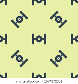 Blue Cosmic ship icon isolated seamless pattern on yellow background.  Vector Illustration