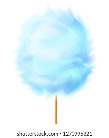 Blue cotton candy isolated on white 3d isolated on white background