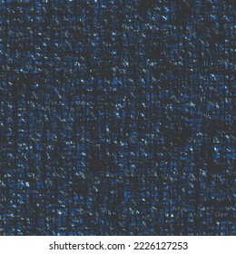 Blue cotton or flax fabric with crossed black lines and flecks of light. Tweed textile material. Seamless pattern.