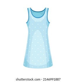 Blue cotton nightgown, sleepwear for women cartoon vector illustration