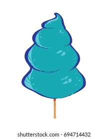 Blue cotton sugar or Sugar cloud, illustration vector comic style design.