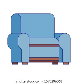 blue couch icon over white background, vector illustration