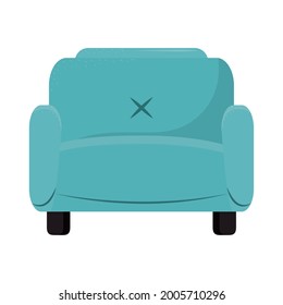 Blue Couch Interior Icon Cartoon