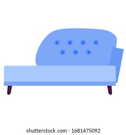 Blue couch on a white background. Isolated vector illustration in a flat style. Retro-style. Furniture for apartments and offices. For interior design.
