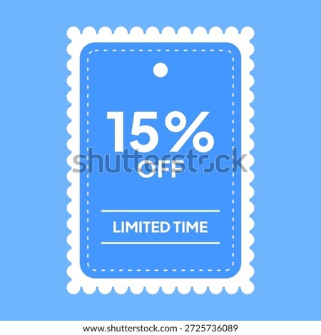 Blue coupon with 15 percent off