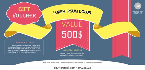 blue coupon template,gift voucher template,card template with ribbon