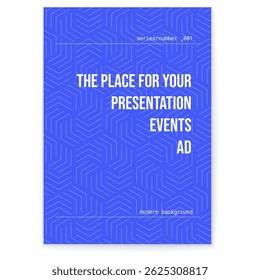 Blue cover with abstract geometric pattern. Conceptual design.