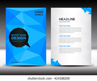 Blue Cover Annual report template brochure flyer leaflet booklet poster polygon background