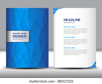 Blue Cover Annual report template,polygon background,brochure design,cover template,flyer design,portfolio,yellow background, info-graphics,Front page and back page