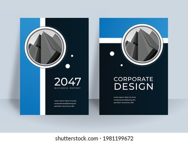 Blue Cover corporate design template, Annual report vector illustration, book cover layout, booklet, poster, Business brochure flyer, advertisement, company profile, magazine ads, poster background