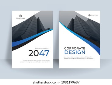Blue Cover corporate design template, Annual report vector illustration, book cover layout, booklet, poster, Business brochure flyer, advertisement, company profile, magazine ads, poster background