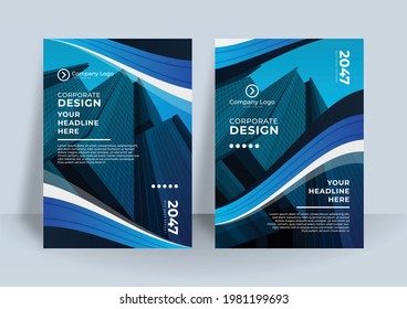 Blue Cover corporate design template, Annual report vector illustration, book cover layout, booklet, poster, Business brochure flyer, advertisement, company profile, magazine ads, poster background