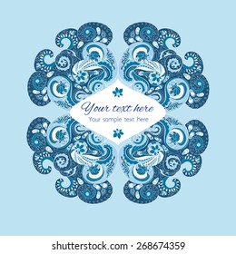 Blue cover with decorative elements and flowers