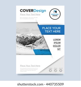 Blue cover design annual report brochure flyer design template vector, leaflet cover presentation, layout in A4 size