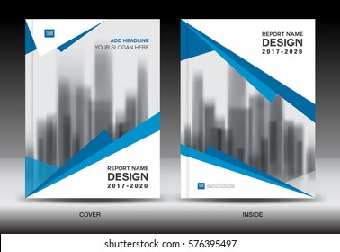 Blue cover design, Annual report template, business brochure flyer, book, vector illustration