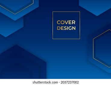 Fondo de diseño de cubierta azul con formas geométricas abstractas