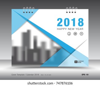 Blue Cover Design for calendar 2018-2030 template, Cover desk calendar 2022, business brochure cover, flyer, Calendar cover, annual report, book, diary, booklet, advertisement, Blue polygon background