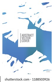 Blue cover design template. Notebook creative layout. Background for corporate annual report, poster, magazine first page. Minimal leaflet, business flyer. Promotion concept card. Flat geometric cover