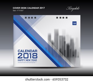 Blue Cover Desk Calendar 2018 Design, brochure flyer template