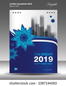 Blue Cover Desk Calendar 2019 Design, flyer template, ads, booklet, catalog, newsletter