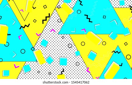 Blue Cover. Funky Flyer. Triangle Honey Artwork. Spring Backdrop. Hipster Navy Design. Lemon Doodle Print. Trendy Aqua Decor.