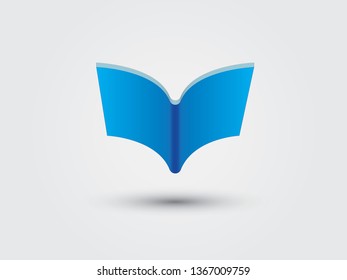 A blue cover open book logo for library in university vector illustration