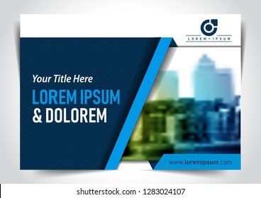 Blue Cover Page or Screen Layout. Editable Horizontal Template Design for Presentation, Company Profile, Annual Report, Proposal , Magazine or Widescreen . A4 Scale Size. Vector Business Concept.