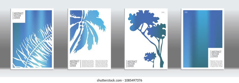 Blue cover set. Exotic flyer on light background.  Liquid design. Brochure template design. Business backdrop. Stylish vector cover design.  Abstract gradient vintage texture.