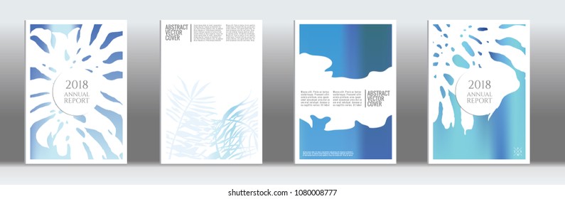 Blue cover set. Minimal flyer on light background.  Fluid poster design.  Brochure template design. Business backdrop. Stylish vector cover design.  Abstract gradient retro texture.