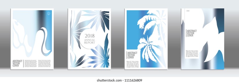 Blue cover set. Minimal flyer on light background.  Fluid poster design.  Brochure template design. Blue and white backdrop. Stylish vector cover design.  Abstract gradient vintage texture.