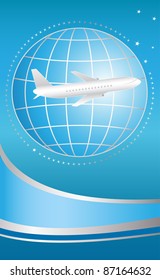 blue cover for ticket international flying plane