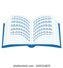 blue covered opened book with pages fluttering