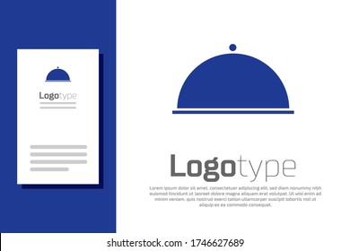 Blau überzogen mit einem Tablett von Lebensmitteln Symbol isoliert auf weißem Hintergrund. Tray und Deckel. Restaurant mit Deckel. Kochnische Symbol. Element für das Logo-Design Vector Illustration