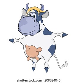 Blue cow. Cartoon 