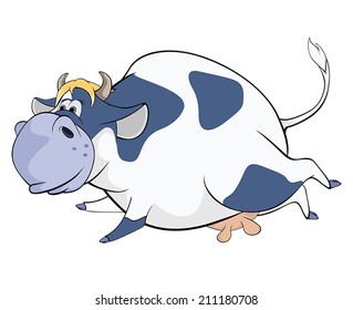Blue cow. Cartoon 