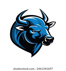 Blue cow head design vector on white background.