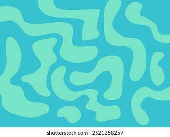 Blue cow pattern. Curvy wavy pattern. Irregular blob. Set of liquid. blue and aquamarine theme ink blot scattered. shallow water doodle design.