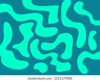 Blue cow pattern. Curvy wavy pattern. Irregular blob. Set of liquid. blue and aquamarine theme ink blot scattered. shallow water doodle design.
