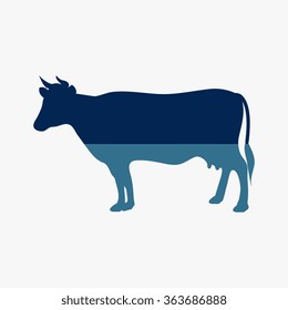 Blue Cow - vector silhouette