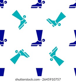 Blue Cowboy boot icon isolated seamless pattern on white background.  Vector Illustration