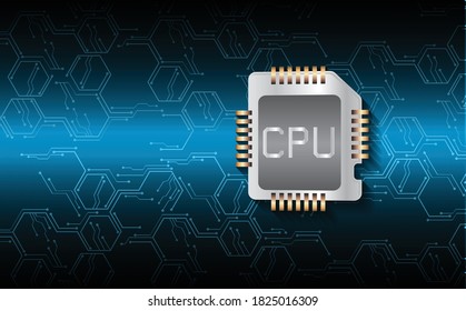 Fondo del concepto de tecnología futura del circuito cibernético de la CPU azul
