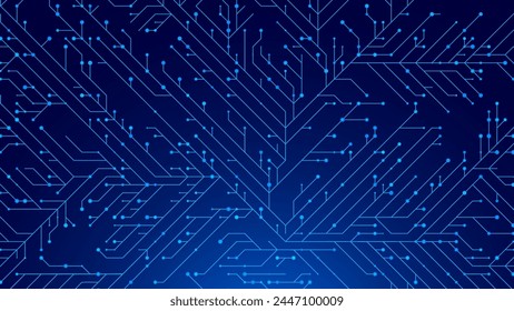 CPU azul Microchip Circuit Tech Bg. Antecedentes De Tecnología De Seguridad Cibernética. Blue Cyber Lines. Telón de fondo de protección de red de circuito digital. Ilustración vectorial.