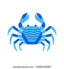Blue crab in flat style on white background.