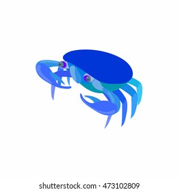 Blue crab icon in cartoon style isolated on white background. Crustaceans symbol