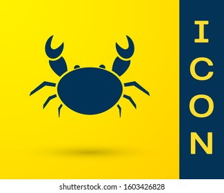 Blue Crab icon isolated on yellow background.  Vector Illustration