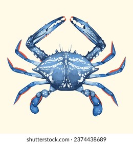 Blue crab illustration art with delicious seafood