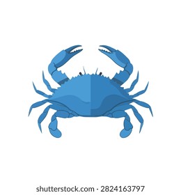 Blue Crab Illustration Isolated on White Background - Atlantic Blue Crab Vector Style Mascot Icon
