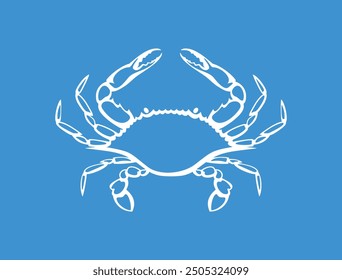 Blue crab logo. Isolated blue crab on white background