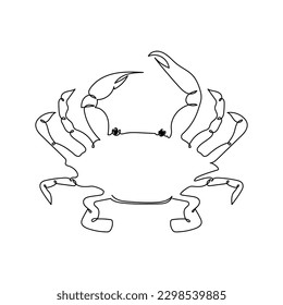 Blue crab logo. Single line vector illustration.