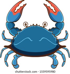 Blaue Krabbe auf weißem Hintergrund, Vektorgrafik